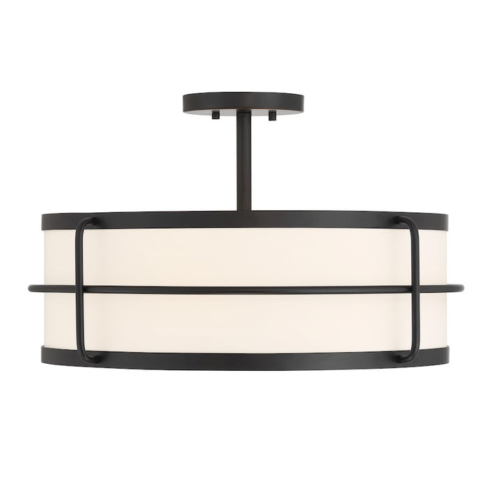 Savoy House Chauncey 4 Light Semi-Flush, Matte Black/White
