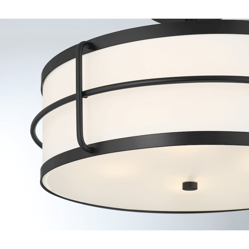 Savoy House Chauncey 4 Light Semi-Flush, Matte Black/White