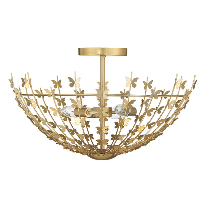 Savoy House Birch 3 Light Semi-Flush, Burnished Brass