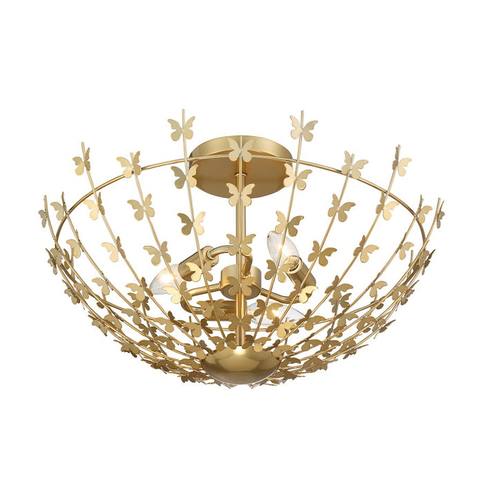 Savoy House Birch 3-Light Ceiling Light, Burnished Brass