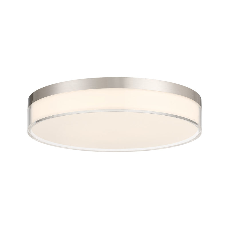 Savoy House Clarion 11in 1-Light Flush Mount | Modern Satin Nickel Metal and White Acrylic Shade | Indoor & Outdoor Wet Location | 11 in | Model 6-4444-11-SN