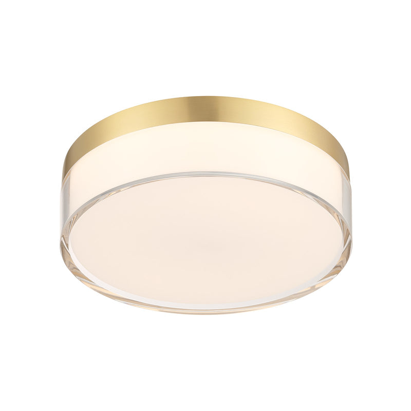 Savoy House Clarion 7in 1-Light LED Flush Mount | Modern Brass Metal and Acrylic | Indoor & Outdoor Wet Location | 1200 Lumens Dimmable | Model 6-4444-7-BR
