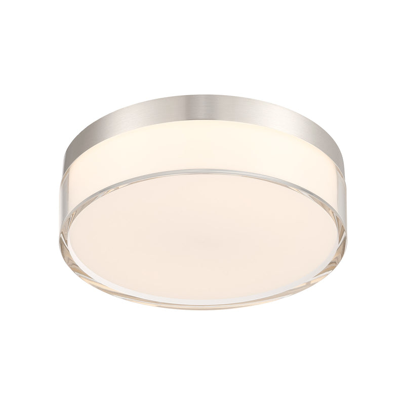 Savoy House Clarion 7in 1-Light LED Flush Mount | Modern Satin Nickel Metal and Acrylic | Indoor & Outdoor Wet Location | 1200 Lumens | Model 6-4444-7-SN
