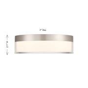 Savoy House Clarion 7in 1-Light LED Flush Mount | Modern Satin Nickel Metal and Acrylic | Indoor & Outdoor Wet Location | 1200 Lumens | Model 6-4444-7-SN