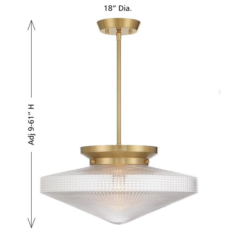Savoy House Norwich 1Lt Convertible Pendant, Warm Brass