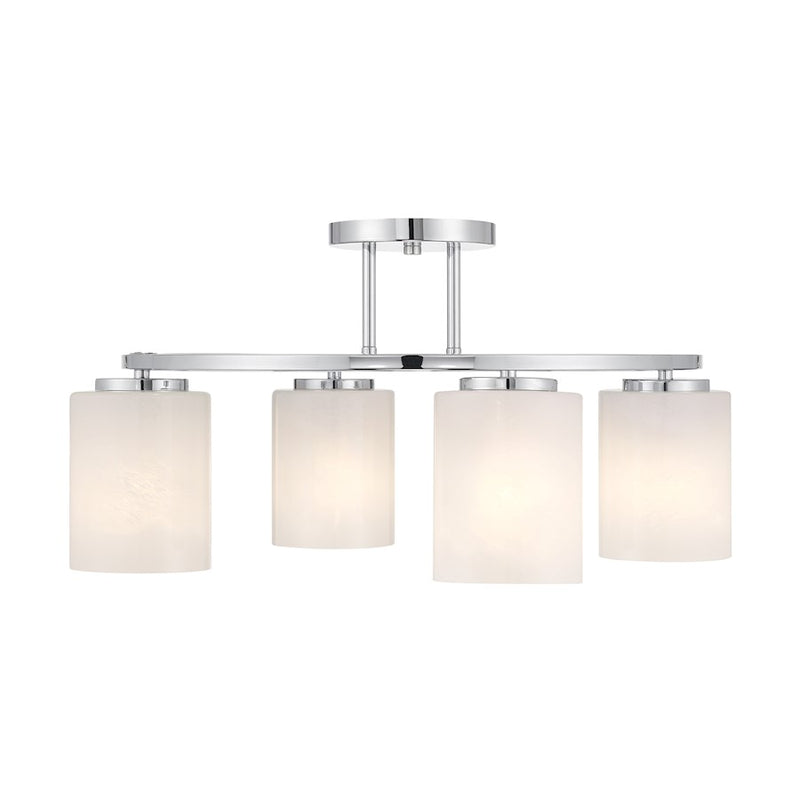 Savoy House Herron 4 Light Semi-Flush, Chrome/White Strie