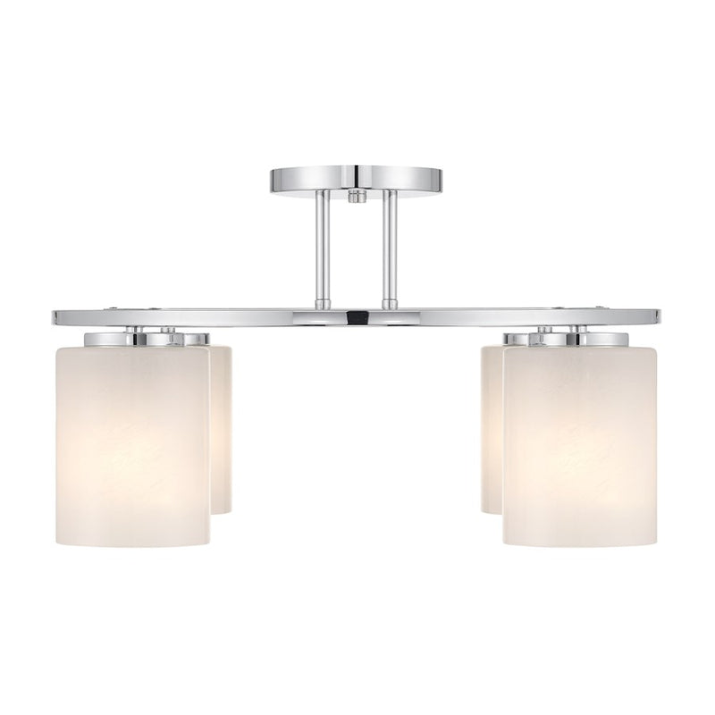 Savoy House Herron 4 Light Semi-Flush, Chrome/White Strie