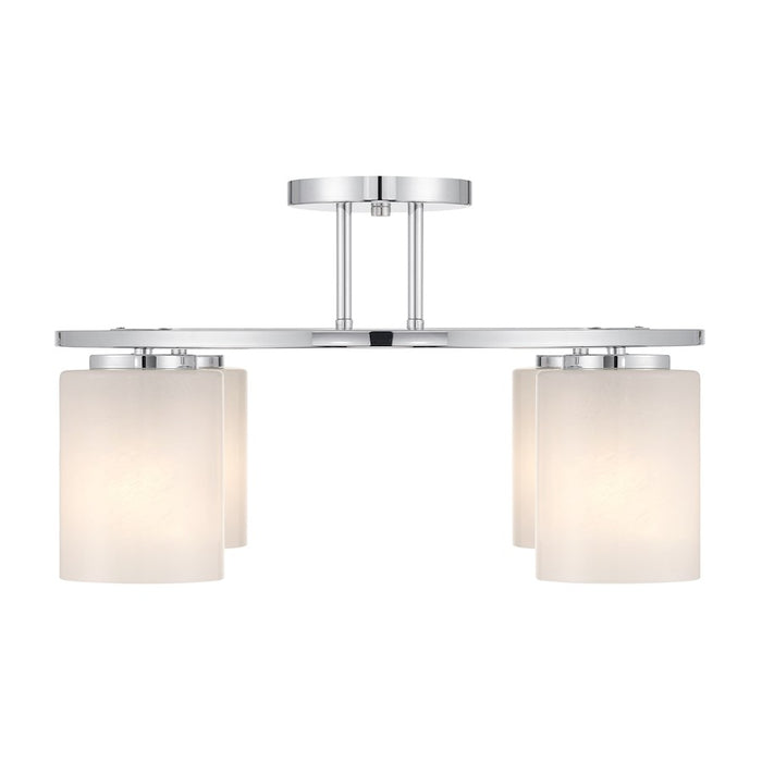 Savoy House Herron 4 Light Semi-Flush, Chrome/White Strie
