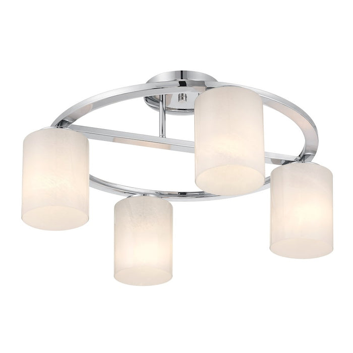 Savoy House Herron 4 Light Semi-Flush, Chrome/White Strie