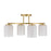 Savoy House Herron 4 Light Semi-Flush, Warm Brass/White Strie