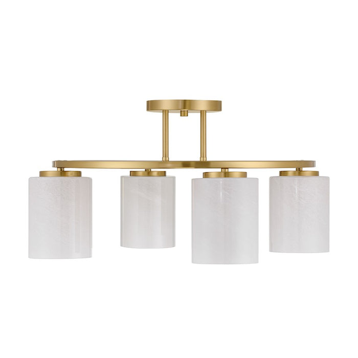 Savoy House Herron 4 Light Semi-Flush, Warm Brass/White Strie