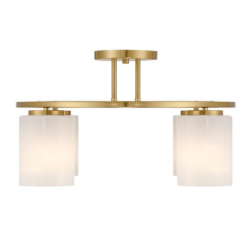 Savoy House Herron 4 Light Semi-Flush, Warm Brass/White Strie
