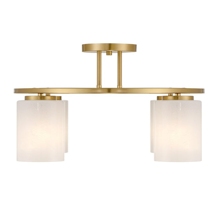 Savoy House Herron 4 Light Semi-Flush, Warm Brass/White Strie