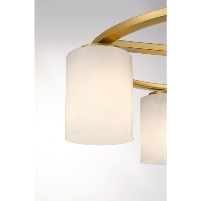 Savoy House Herron 4 Light Semi-Flush, Warm Brass/White Strie