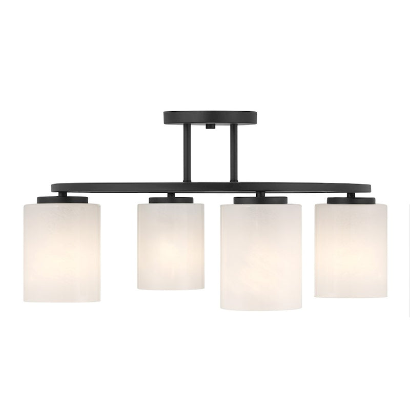 Savoy House Herron 4 Light Semi-Flush, Matte Black/White Strie