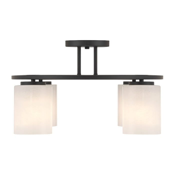 Savoy House Herron 4 Light Semi-Flush, Matte Black/White Strie