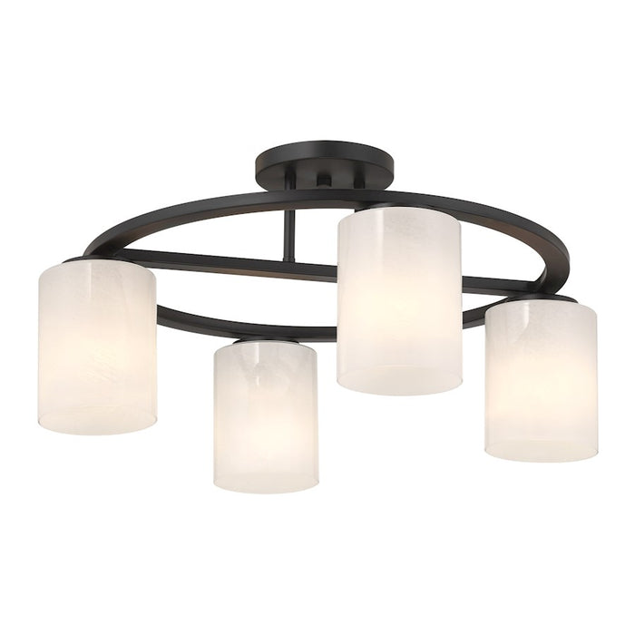 Savoy House Herron 4 Light Semi-Flush, Matte Black/White Strie