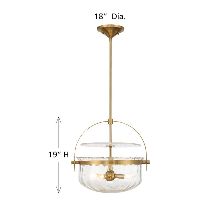 Savoy House Denmar 4Lt Convertible Semi-Flush/Pendant, Brass