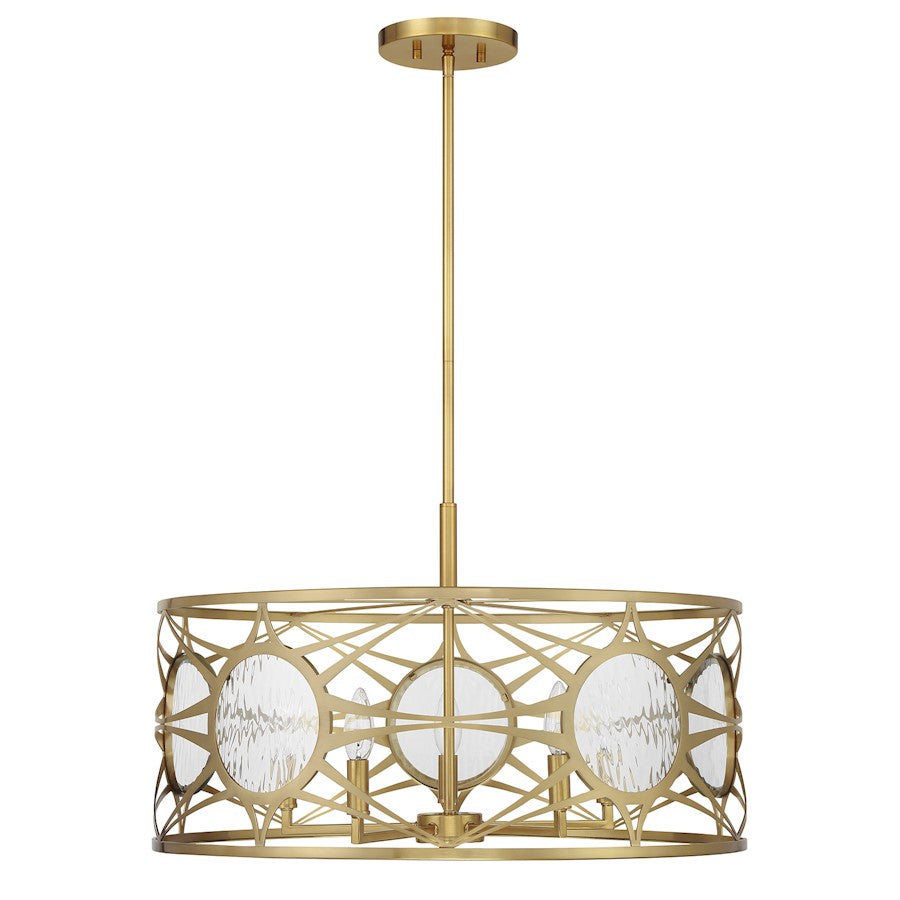 Savoy House Balfour 5Lt Convert Semi-Flush/Pendant, Brass/Water