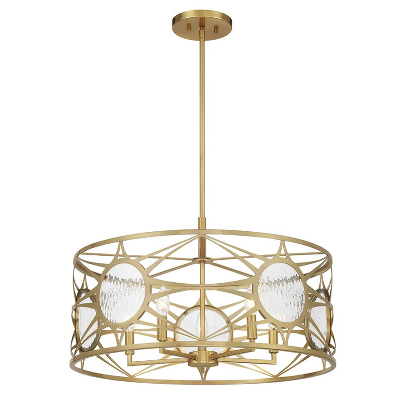 Savoy House Balfour 5Lt Convert Semi-Flush/Pendant, Brass/Water