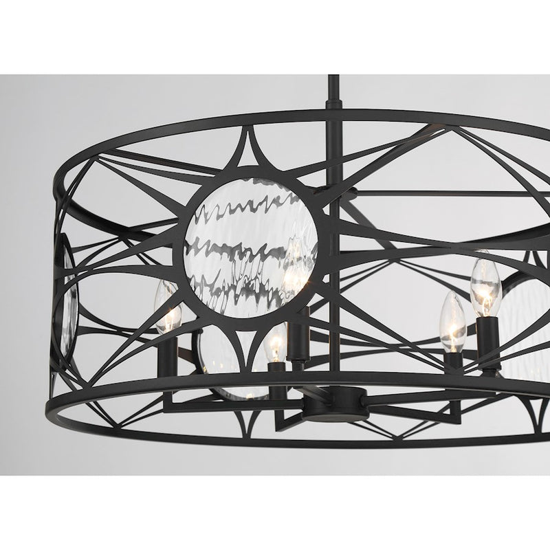 Savoy House Balfour 5Lt Convert Semi-Flush/Pendant, Black/Water