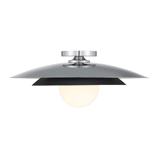 Savoy House Sherrer 1 Light Semi-Flush, Chrome/White Opal - 6-5564-1-11