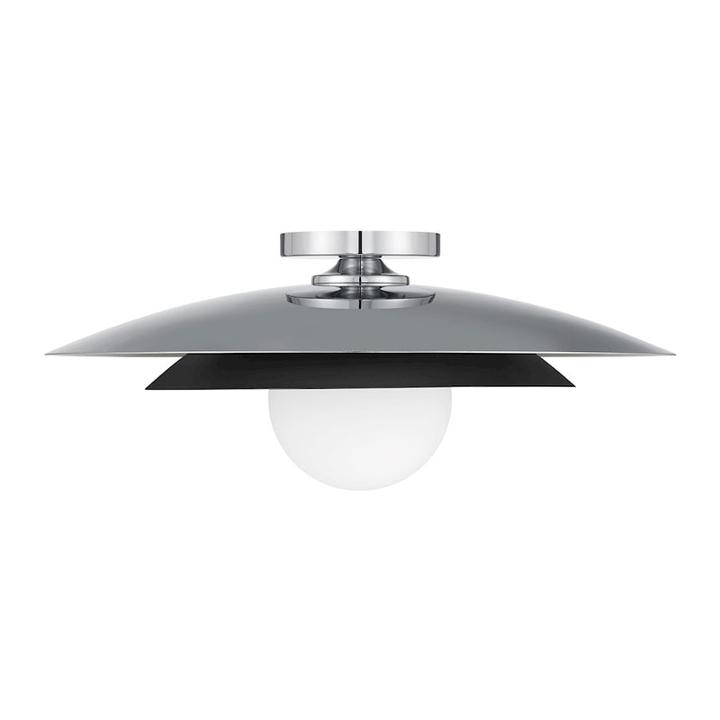 Savoy House Sherrer 1 Light Semi-Flush, Chrome/White Opal