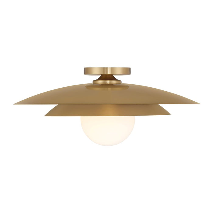 Savoy House Sherrer 1 Light Semi-Flush, Warm Brass/White Opal - 6-5564-1-322