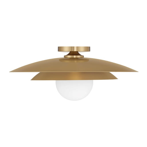 Savoy House Sherrer 1 Light Semi-Flush, Warm Brass/White Opal