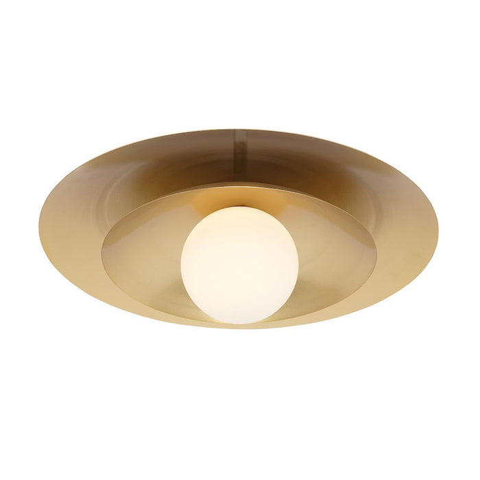 Savoy House Sherrer 1 Light Semi-Flush, Warm Brass/White Opal