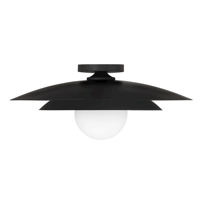 Savoy House Sherrer 1 Light Semi-Flush, Matte Black/White Opal