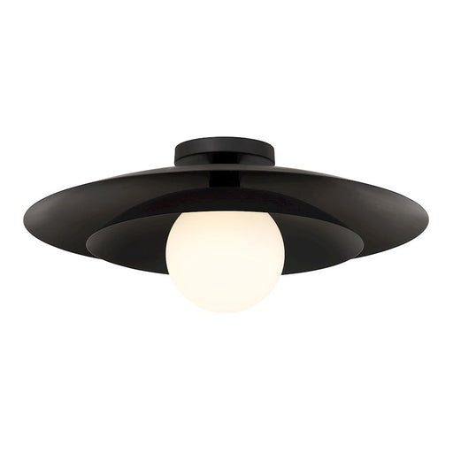 Savoy House Sherrer 1 Light Semi-Flush, Matte Black/White Opal