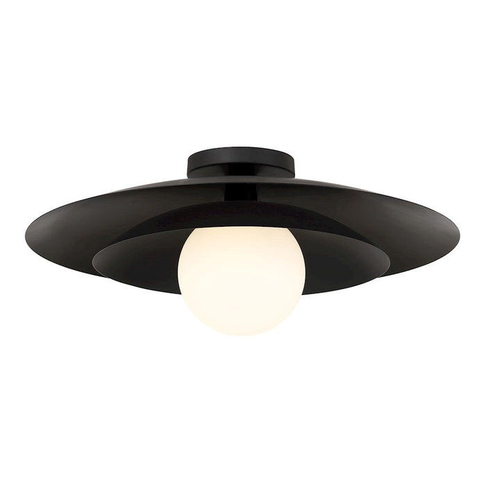 Savoy House Sherrer 1 Light Semi-Flush, Matte Black/White Opal
