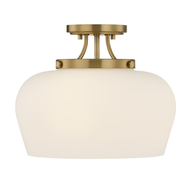 Savoy House Essentials Octave 3 Lt Semi-Flush, Satin Nickel/Opal