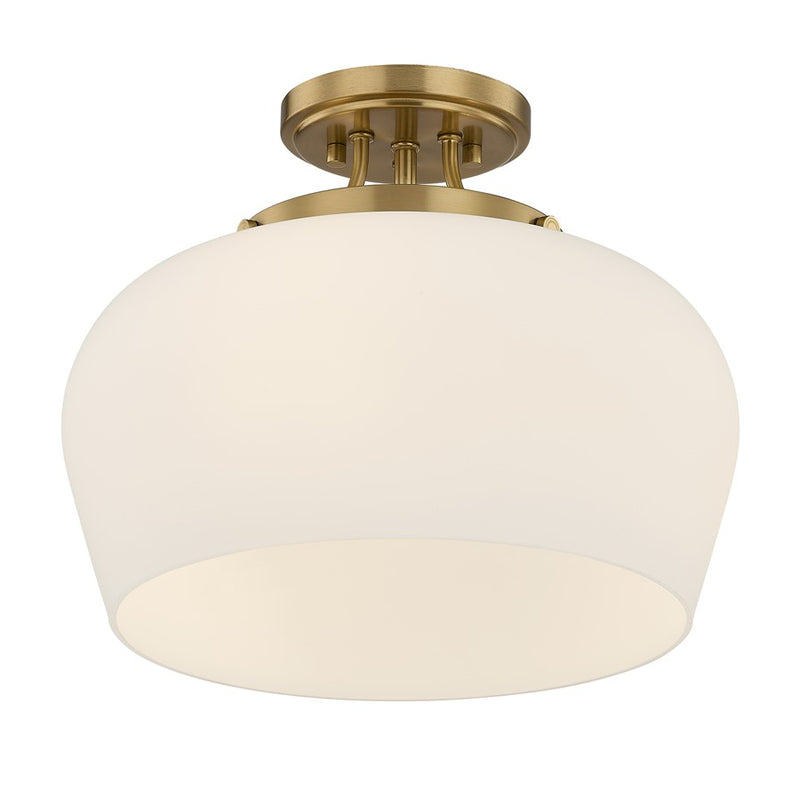 Savoy House Essentials Octave 3 Lt Semi-Flush, Satin Nickel/Opal