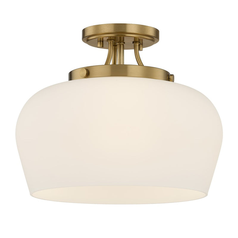 Savoy House Essentials Octave 3 Lt Semi-Flush, Satin Nickel/Opal