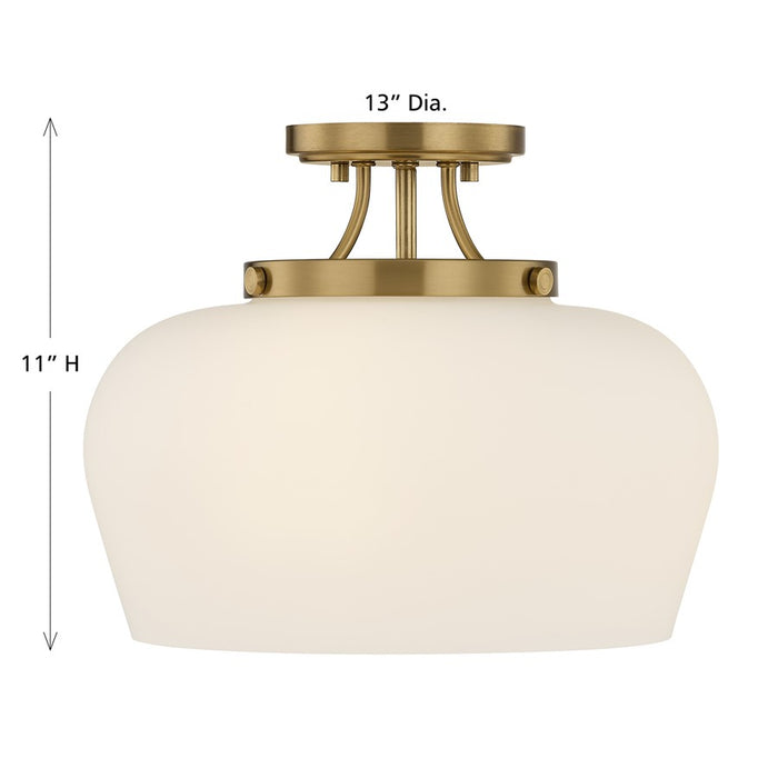 Savoy House Essentials Octave 3 Lt Semi-Flush, Satin Nickel/Opal