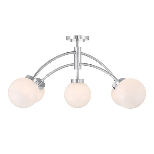 Savoy House Redfield 5 Light Semi-Flush, Chrome/White Strie