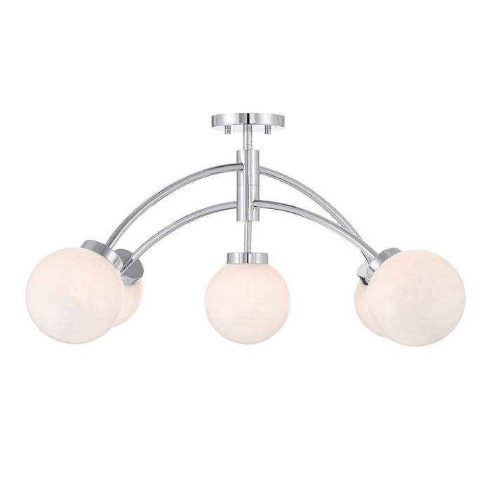 Savoy House Redfield 5 Light Semi-Flush, Chrome/White Strie