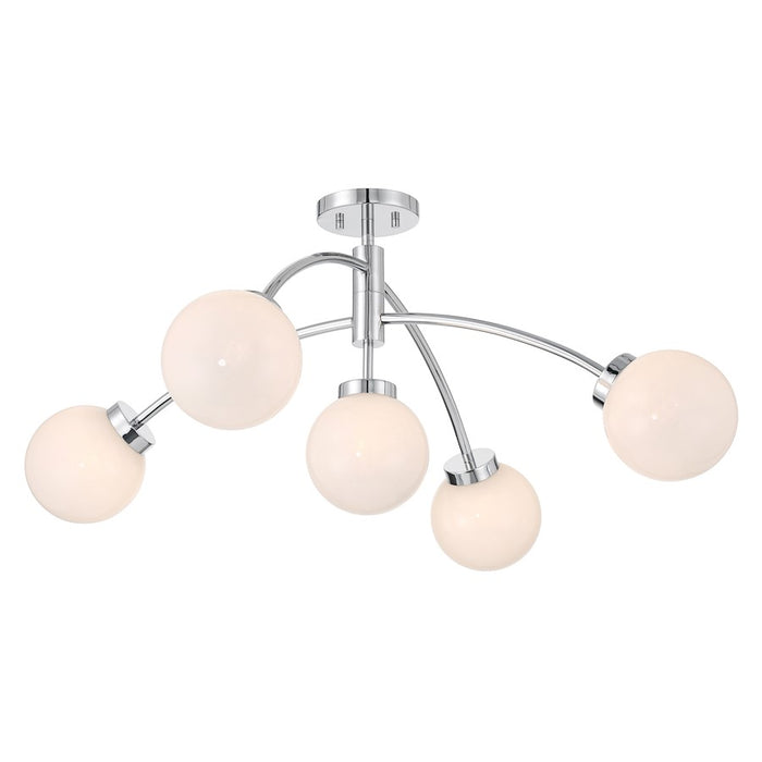 Savoy House Redfield 5 Light Semi-Flush, Chrome/White Strie