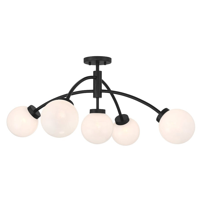 Savoy House Redfield 5 Light Semi-Flush, Black/White Strie - 6-6199-5-89