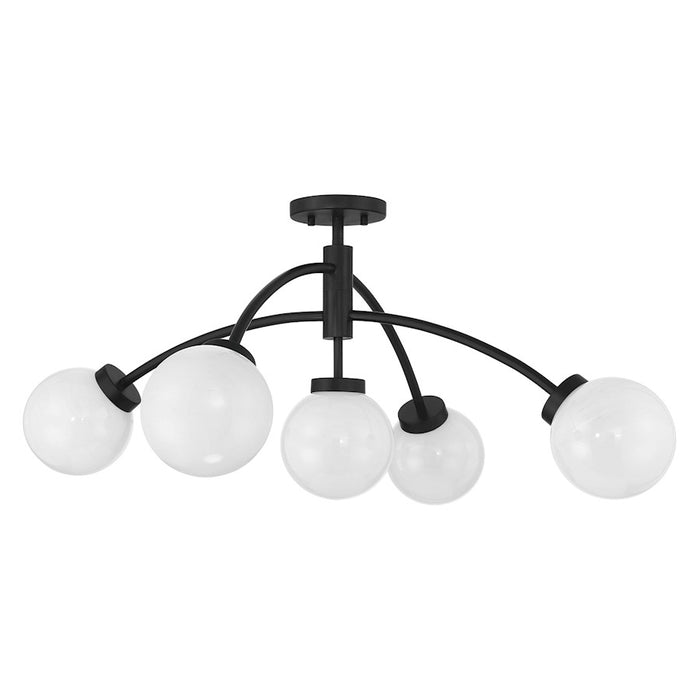 Savoy House Redfield 5 Light Semi-Flush, Black/White Strie