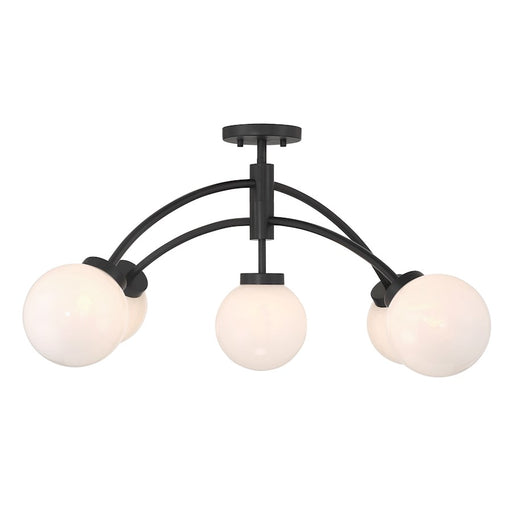 Savoy House Redfield 5 Light Semi-Flush, Black/White Strie