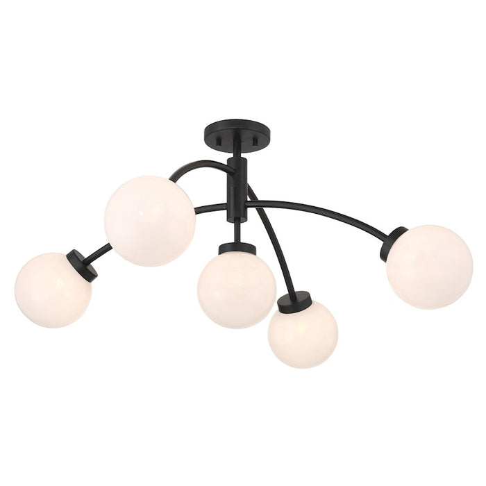 Savoy House Redfield 5 Light Semi-Flush, Black/White Strie