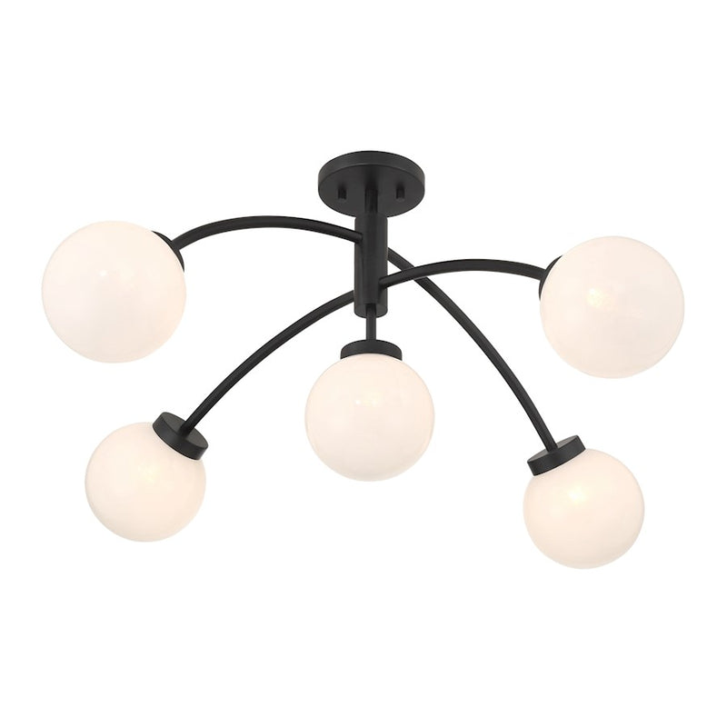 Savoy House Redfield 5 Light Semi-Flush, Black/White Strie