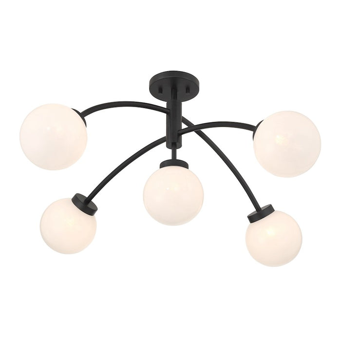 Savoy House Redfield 5 Light Semi-Flush, Black/White Strie