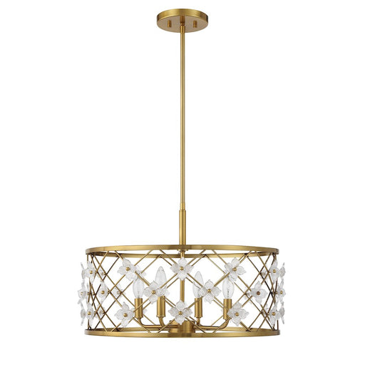 Savoy House Bailey 4 Light Convertible Semi-Flush/Pendant, Brass
