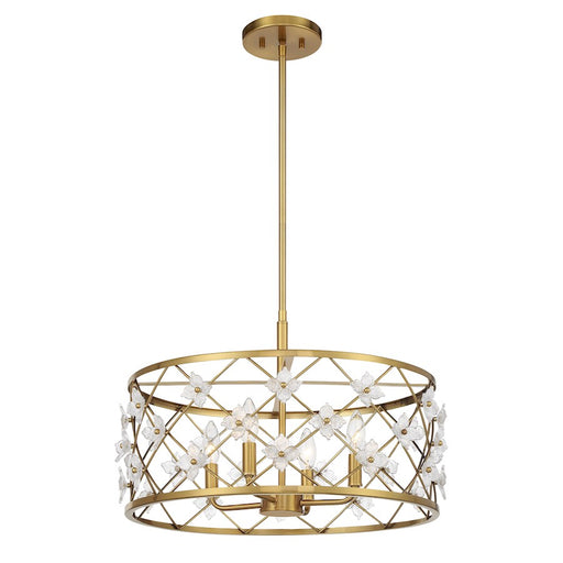 Savoy House Bailey 4 Light Convertible Semi-Flush/Pendant, Brass