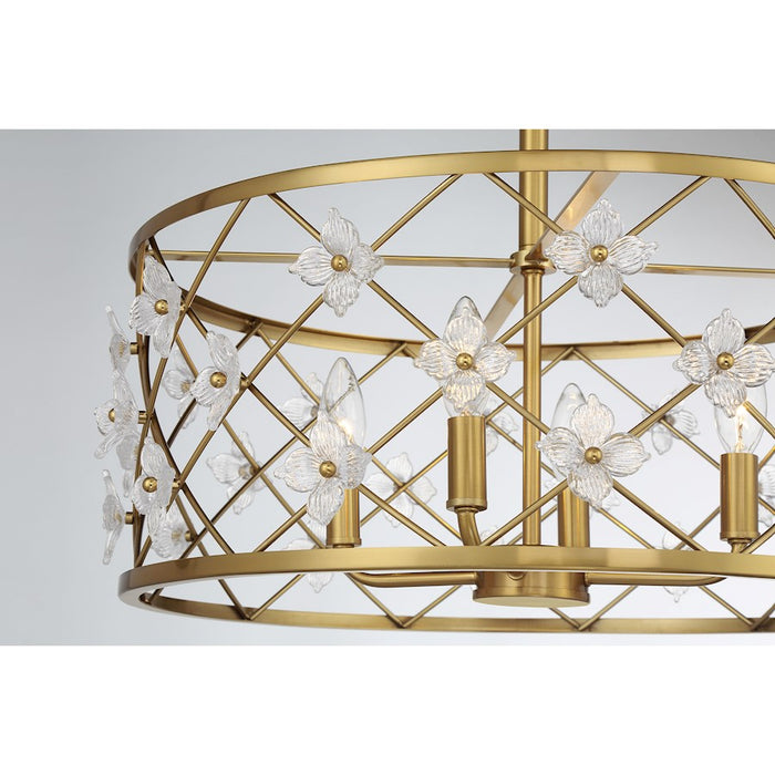 Savoy House Bailey 4 Light Convertible Semi-Flush/Pendant, Brass