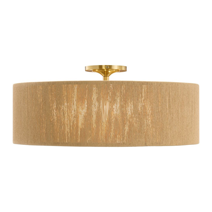 Savoy House Maynard 4 Light Flush Mount, Warm Brass/Natural - 6-9312-4-322